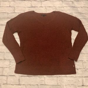 American Eagle Rust colored V-neck Knit Sweater